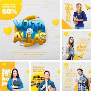 Posts para Escola e cursos, volta as aulas e matrículas abertas editáveis no Canva