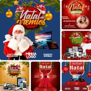 Artes para Sorteios de Natal e Natal Premiado Editáveis no Canva