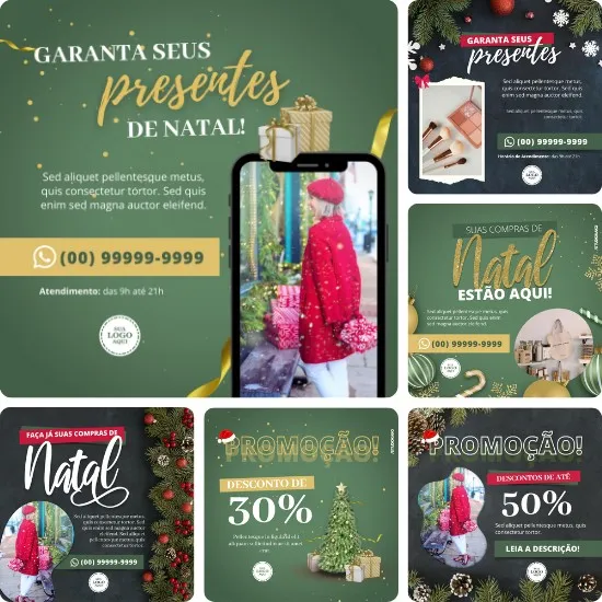 Artes para Ofertas e Promoções de Natal Editáveis no Canva