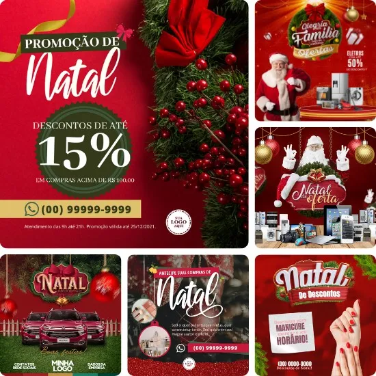 Artes para Ofertas e Promoções de Natal Editáveis no Canva