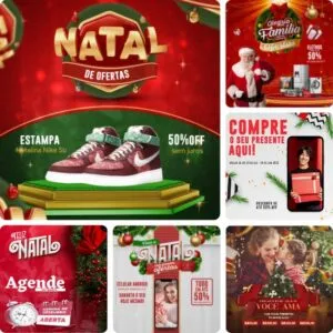 Artes para Ofertas e Promoções de Natal Editáveis no Canva