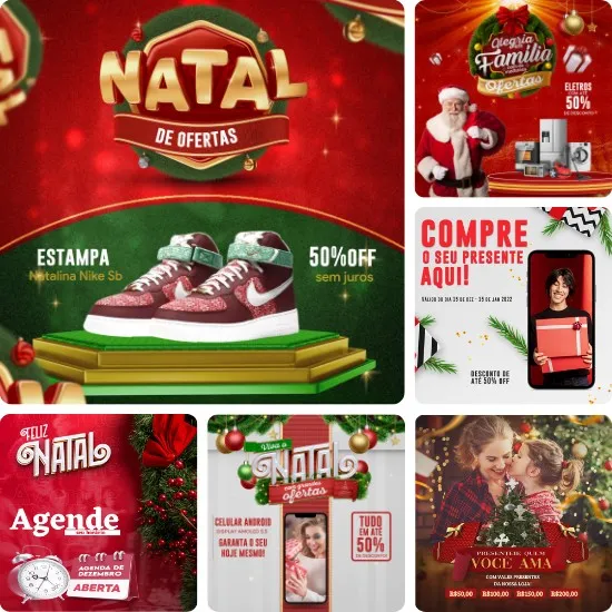 Artes para Ofertas e Promoções de Natal Editáveis no Canva