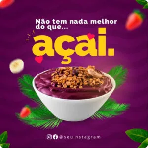 imagem do Produto Pack de Posts Prontos para Açaiteria com Artes Editáveis no Canva