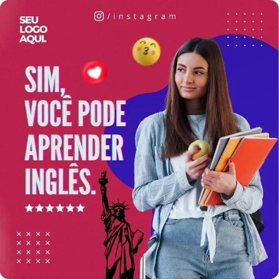 Artes para Curso de Inglês e Idiomas Editáveis no canva