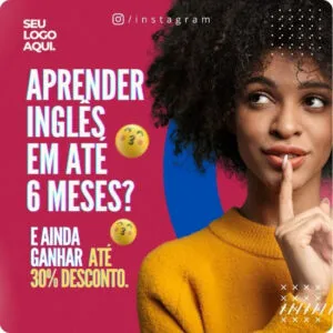 Artes para Curso de Inglês e Idiomas Editáveis no canva