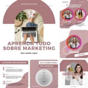 Pack de Posts Editáveis no Canva para Marketing Digital