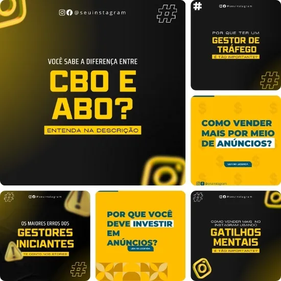 Pack de Posts Prontos para Agência de Marketing Digital Artes Editáveis no Canva