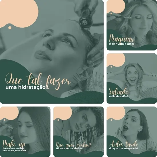 Imagem do Produto Mega Pack com 100 Posts Prontos para Salão de Beleza Editáveis no Canva + Títulos e Legendas