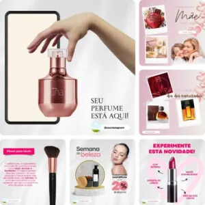 Imagem do Produto Posts para Consultora de Cosméticos e Beleza Editáveis no Canva com Títulos e Legendas