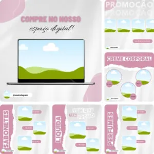 Imagem do Produto Posts para Consultora de Cosméticos e Beleza Editáveis no Canva com Títulos e Legendas