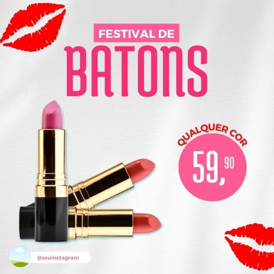 Imagem do Produto Posts para Consultora de Cosméticos e Beleza Editáveis no Canva com Títulos e Legendas