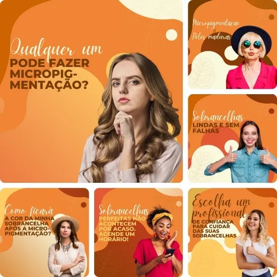 Imagem do Produto Posts Prontos para Espaço de Micropigmentação Editáveis no Canva com Títulos e Legendas