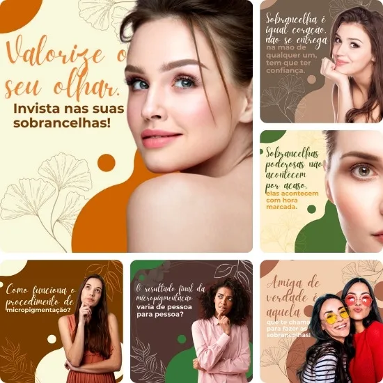 Imagem do Produto Posts Prontos para Micropigmentação Editáveis no Canva com Títulos e Legendas