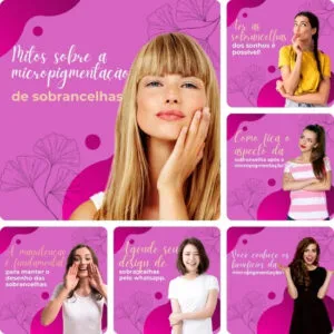Imagem do Produto Posts Prontos para Micropigmentação Editáveis no Canva com Títulos e Legendas