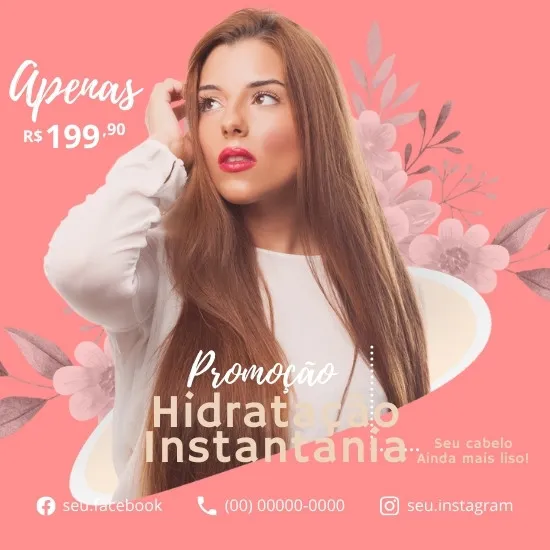 Imagem do Produto Posts Prontos para Salão de Cabeleireiro Editáveis no Canva com Títulos e Legendas