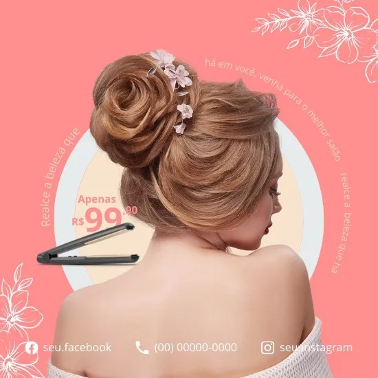 Imagem do Produto Posts Prontos para Salão de Cabeleireiro Editáveis no Canva com Títulos e Legendas
