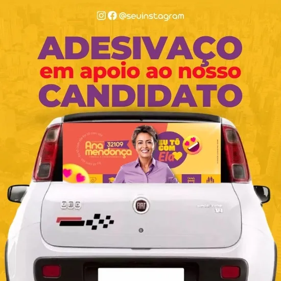 Artes Adesivo para Carro Micro Perfurado para Candidatos Eleição Editáveis no Canva