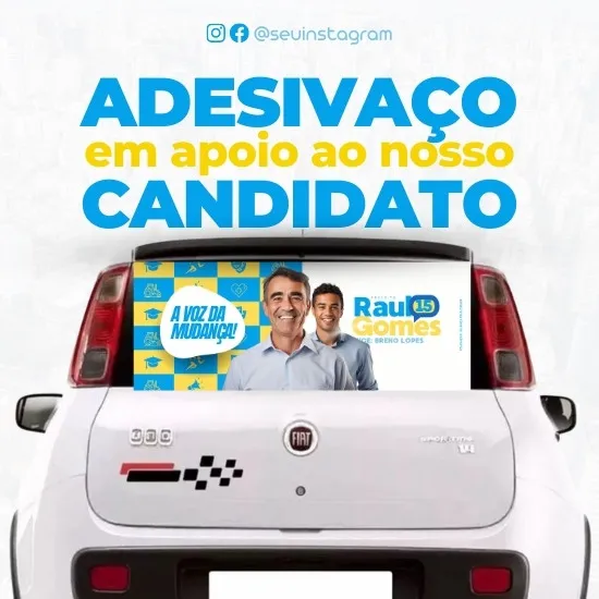 Artes Adesivo para Carro Micro Perfurado para Candidatos Eleição Editáveis no Canva