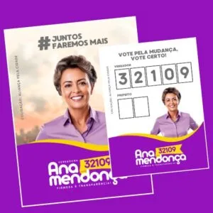 Artes para Santinhos Panfletos Candidatos Editáveis no Canva com Títulos e Legendas
