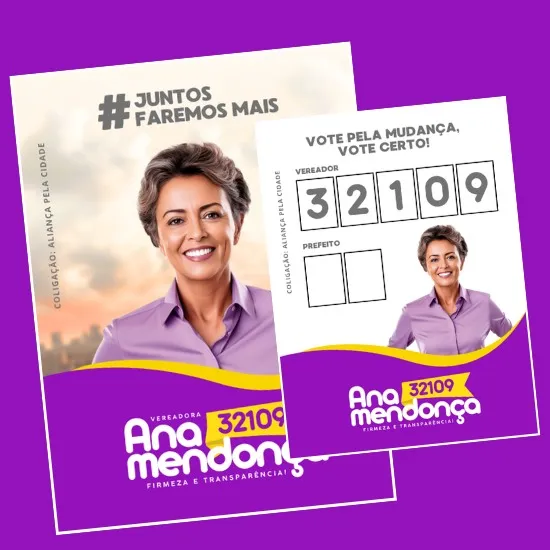Artes para Santinhos Panfletos Candidatos Editáveis no Canva com Títulos e Legendas