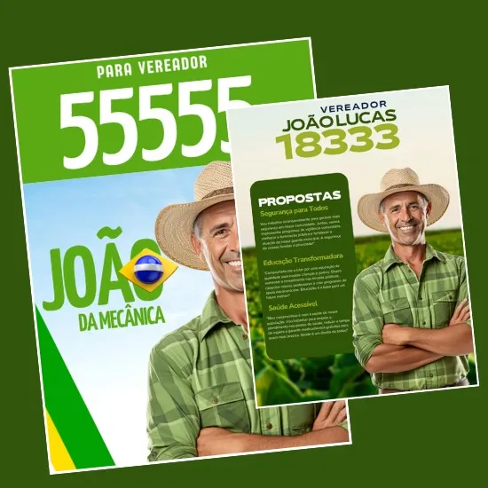 Artes para Santinhos Panfletos Candidatos Editáveis no Canva com Títulos e Legendas
