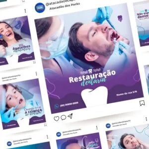 Pack de Posts e Templates para Dentistas _ Artes Editáveis no Canva + Textos e Legendas Inclusos