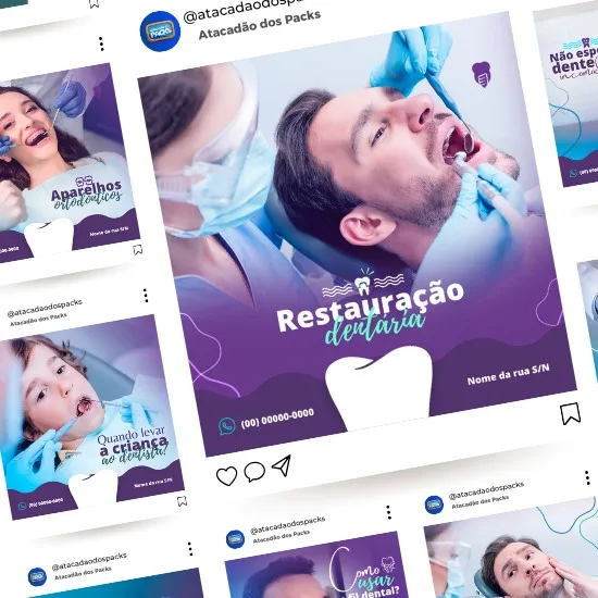 Pack de Posts e Templates para Dentistas _ Artes Editáveis no Canva + Textos e Legendas Inclusos